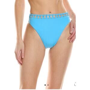 ViX Paula Hermany Leeza High Waisted Hot Pants Bikini Bottoms Blue S